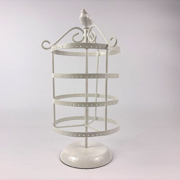 Urban Outfitters Spinning Bird Metal Jewelry Stand White Earrings Nacklaces See - Picture 2 of 10